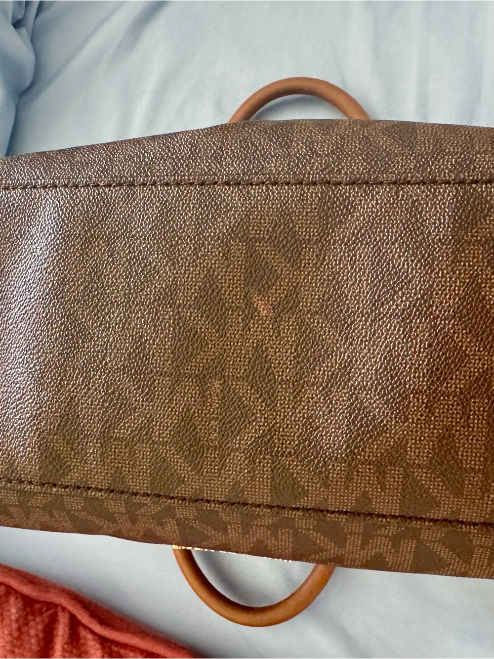Michael Kors Brown MK Logo Duffel with Tan Handles and Gold Hardware - Picture 8 of 11